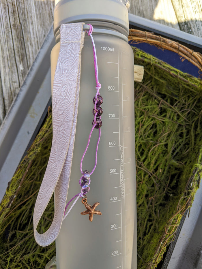 Water Bottle Abacus - Purple with Silver Starfish